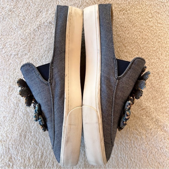 ANTHROPOLOGIE LOUISE ET CIE DENIM FLORAL RAFFIA TRIM SNEAKERS SLIDES SIZE 9.5 - Picture 9 of 11